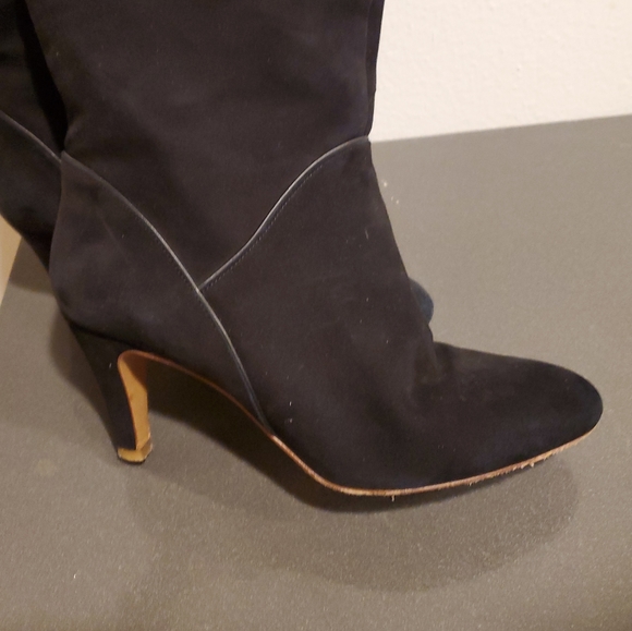 Sézane Les Souliers Black Suede Knee High Boots Portugal - Picture 10 of 11